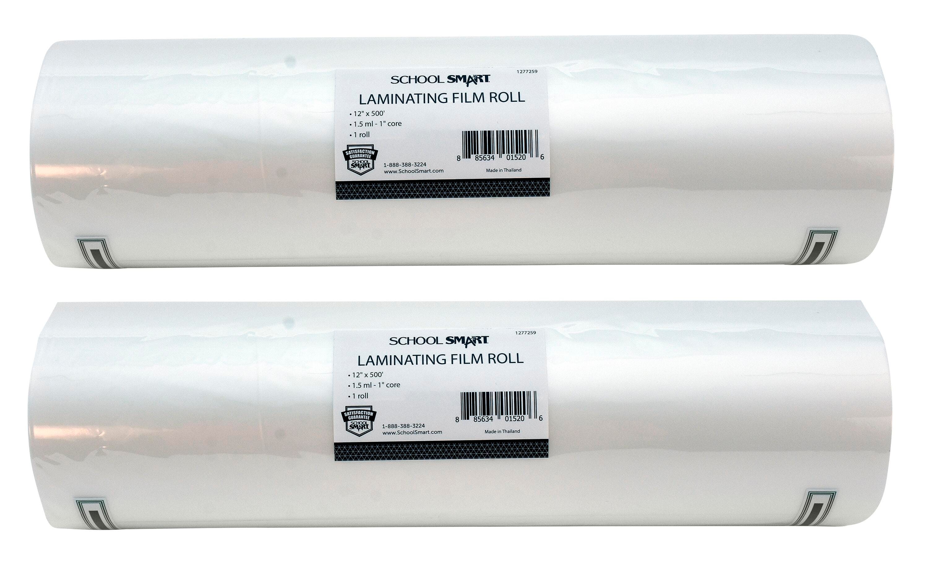 School Smart Laminating Film Roll, 12 Inches x 500 Feet, 1.5 mil Thick, High Gloss, Pack of 2 2099658